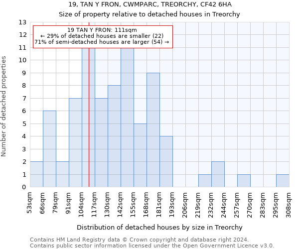 19, TAN Y FRON, CWMPARC, TREORCHY, CF42 6HA: Size of property relative to detached houses in Treorchy