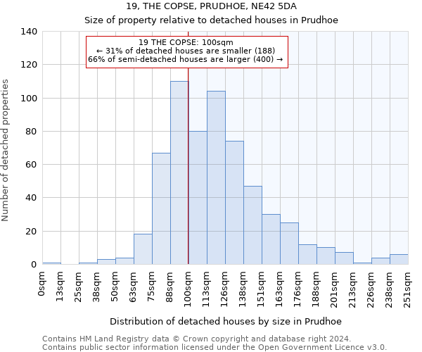 19, THE COPSE, PRUDHOE, NE42 5DA: Size of property relative to detached houses in Prudhoe