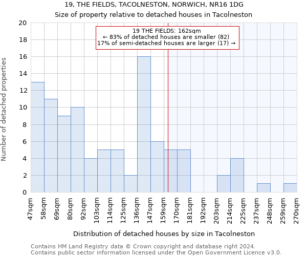 19, THE FIELDS, TACOLNESTON, NORWICH, NR16 1DG: Size of property relative to detached houses in Tacolneston