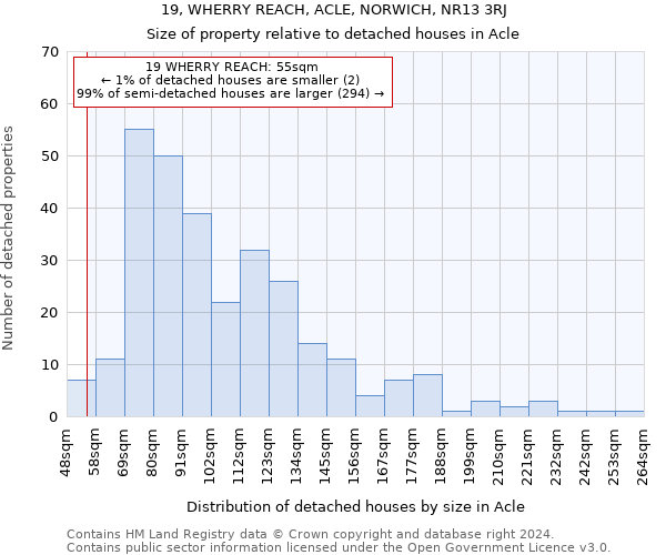 19, WHERRY REACH, ACLE, NORWICH, NR13 3RJ: Size of property relative to detached houses in Acle