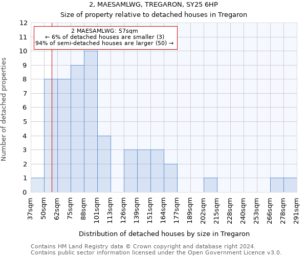 2, MAESAMLWG, TREGARON, SY25 6HP: Size of property relative to detached houses in Tregaron