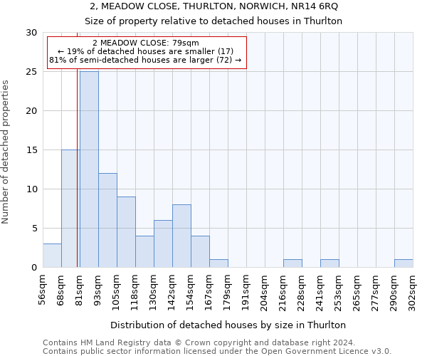 2, MEADOW CLOSE, THURLTON, NORWICH, NR14 6RQ: Size of property relative to detached houses in Thurlton