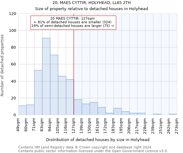 20, MAES CYTTIR, HOLYHEAD, LL65 2TH: Size of property relative to detached houses in Holyhead