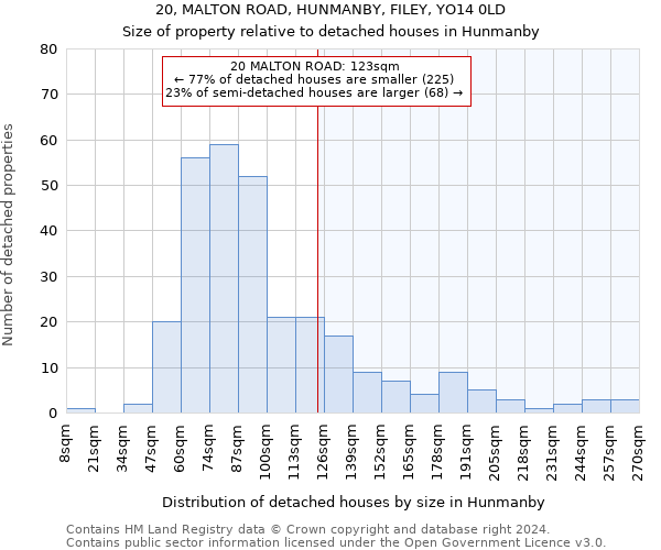 20, MALTON ROAD, HUNMANBY, FILEY, YO14 0LD: Size of property relative to detached houses in Hunmanby