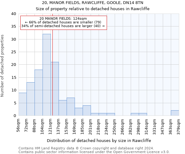 20, MANOR FIELDS, RAWCLIFFE, GOOLE, DN14 8TN: Size of property relative to detached houses in Rawcliffe