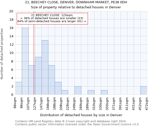 21, BEECHEY CLOSE, DENVER, DOWNHAM MARKET, PE38 0DH: Size of property relative to detached houses in Denver