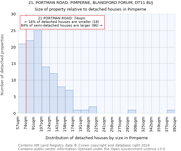 21, PORTMAN ROAD, PIMPERNE, BLANDFORD FORUM, DT11 8UJ: Size of property relative to detached houses in Pimperne