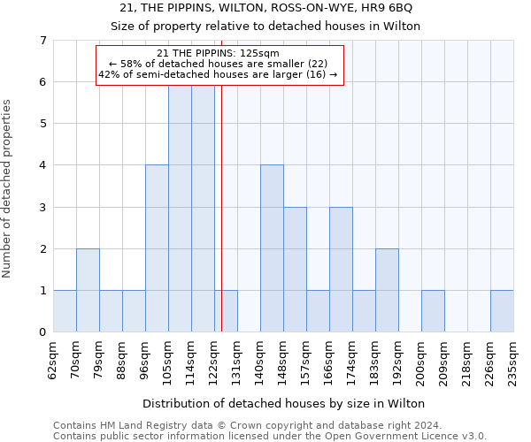 21, THE PIPPINS, WILTON, ROSS-ON-WYE, HR9 6BQ: Size of property relative to detached houses in Wilton