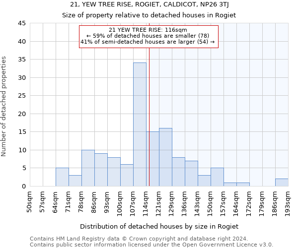 21, YEW TREE RISE, ROGIET, CALDICOT, NP26 3TJ: Size of property relative to detached houses in Rogiet