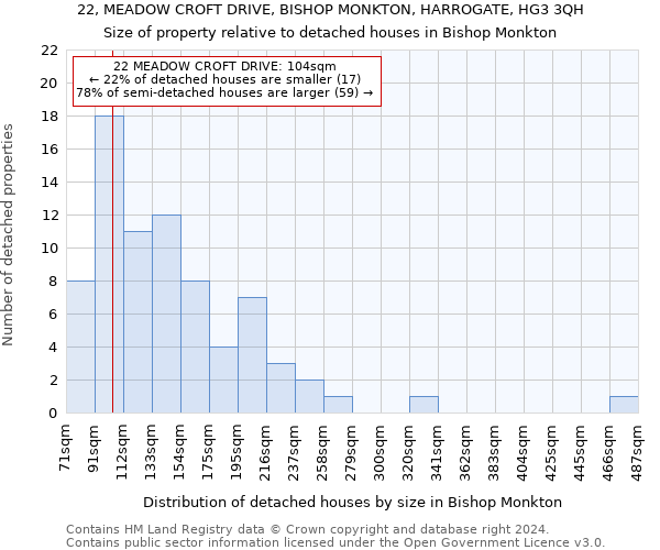 22, MEADOW CROFT DRIVE, BISHOP MONKTON, HARROGATE, HG3 3QH: Size of property relative to detached houses in Bishop Monkton