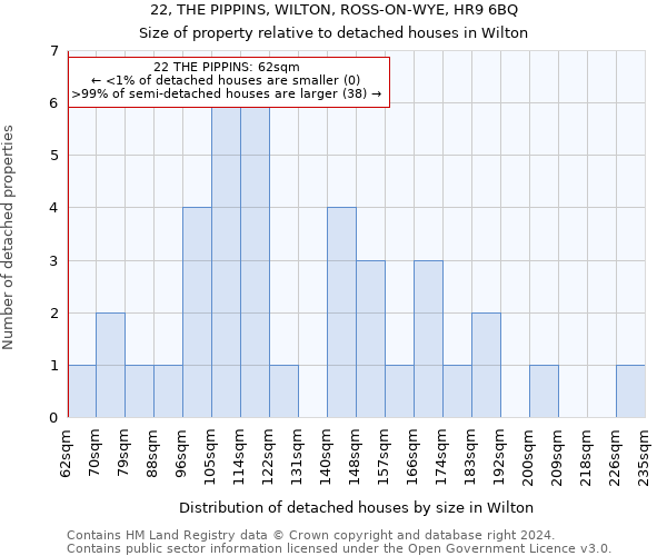 22, THE PIPPINS, WILTON, ROSS-ON-WYE, HR9 6BQ: Size of property relative to detached houses in Wilton