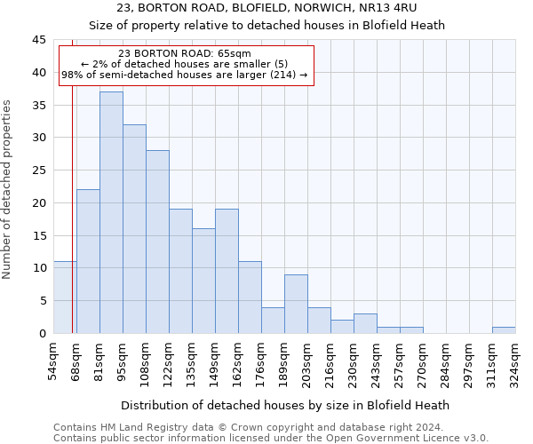 23, BORTON ROAD, BLOFIELD, NORWICH, NR13 4RU: Size of property relative to detached houses in Blofield Heath