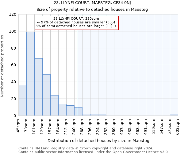 23, LLYNFI COURT, MAESTEG, CF34 9NJ: Size of property relative to detached houses in Maesteg