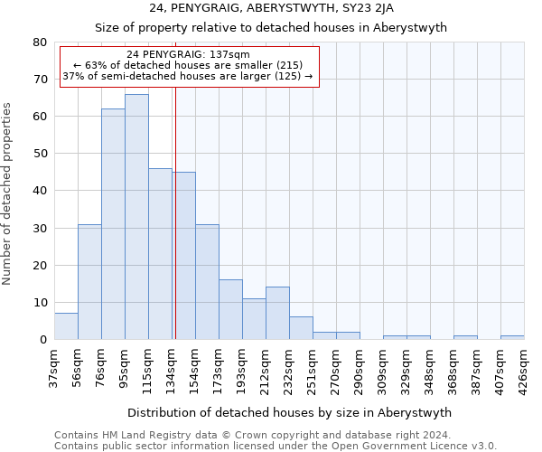 24, PENYGRAIG, ABERYSTWYTH, SY23 2JA: Size of property relative to detached houses in Aberystwyth