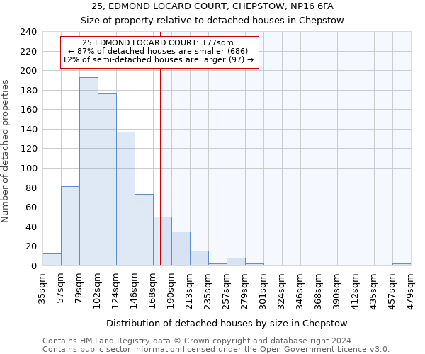 25, EDMOND LOCARD COURT, CHEPSTOW, NP16 6FA: Size of property relative to detached houses in Chepstow