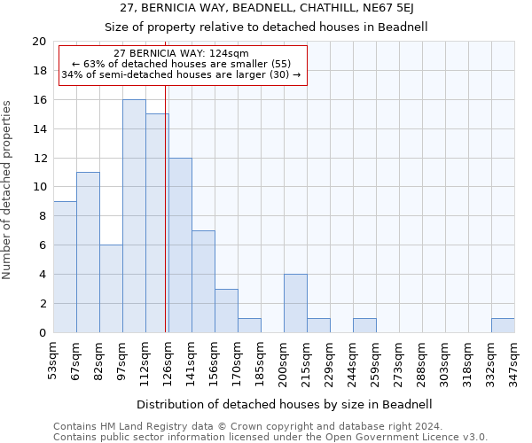 27, BERNICIA WAY, BEADNELL, CHATHILL, NE67 5EJ: Size of property relative to detached houses in Beadnell