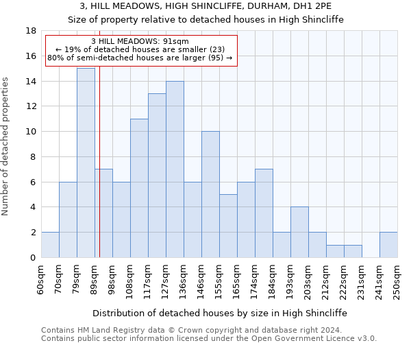 3, HILL MEADOWS, HIGH SHINCLIFFE, DURHAM, DH1 2PE: Size of property relative to detached houses in High Shincliffe