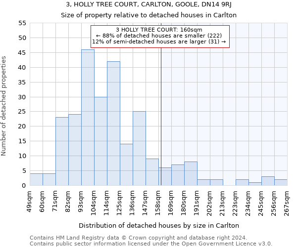 3, HOLLY TREE COURT, CARLTON, GOOLE, DN14 9RJ: Size of property relative to detached houses in Carlton