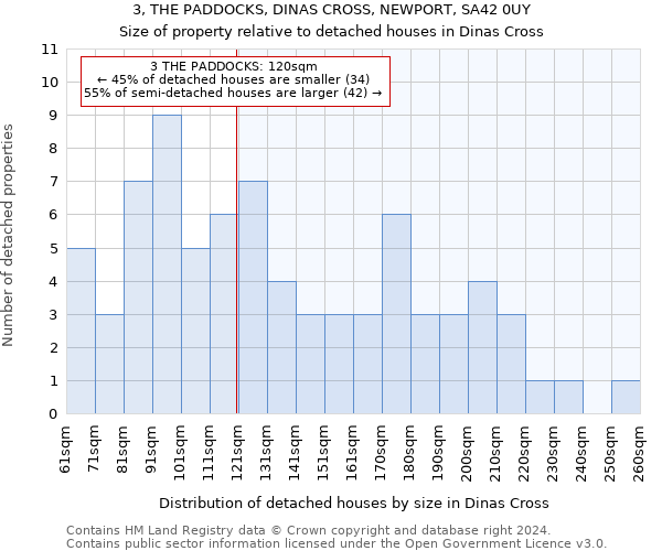 3, THE PADDOCKS, DINAS CROSS, NEWPORT, SA42 0UY: Size of property relative to detached houses in Dinas Cross