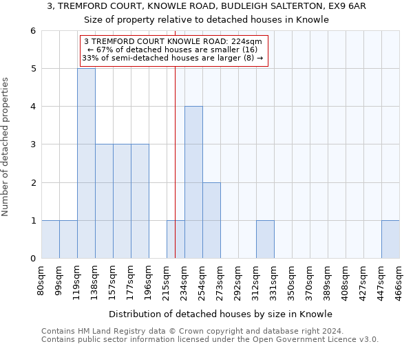 3, TREMFORD COURT, KNOWLE ROAD, BUDLEIGH SALTERTON, EX9 6AR: Size of property relative to detached houses in Knowle