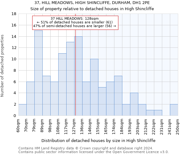 37, HILL MEADOWS, HIGH SHINCLIFFE, DURHAM, DH1 2PE: Size of property relative to detached houses in High Shincliffe