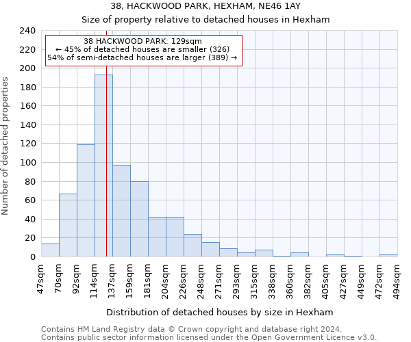 38, HACKWOOD PARK, HEXHAM, NE46 1AY: Size of property relative to detached houses in Hexham