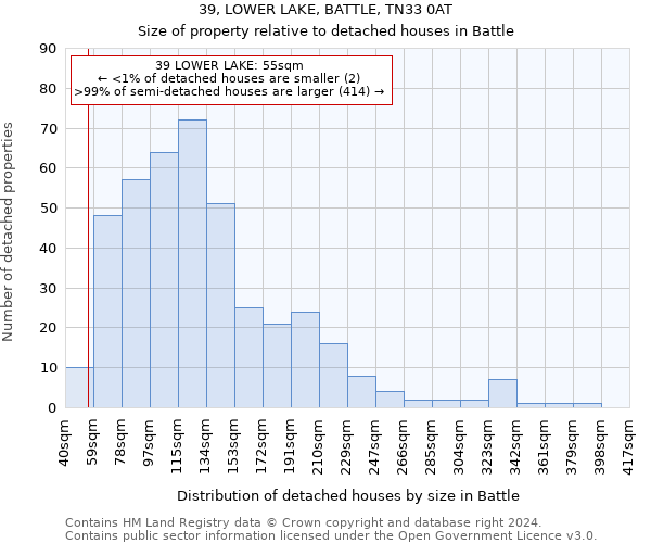 39, LOWER LAKE, BATTLE, TN33 0AT: Size of property relative to detached houses in Battle