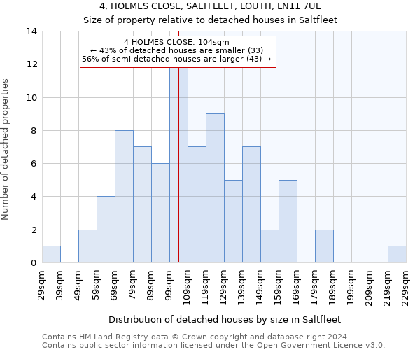 4, HOLMES CLOSE, SALTFLEET, LOUTH, LN11 7UL: Size of property relative to detached houses in Saltfleet