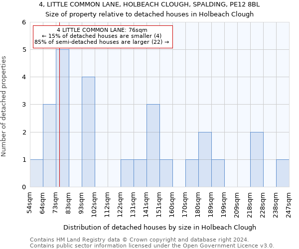 4, LITTLE COMMON LANE, HOLBEACH CLOUGH, SPALDING, PE12 8BL: Size of property relative to detached houses in Holbeach Clough