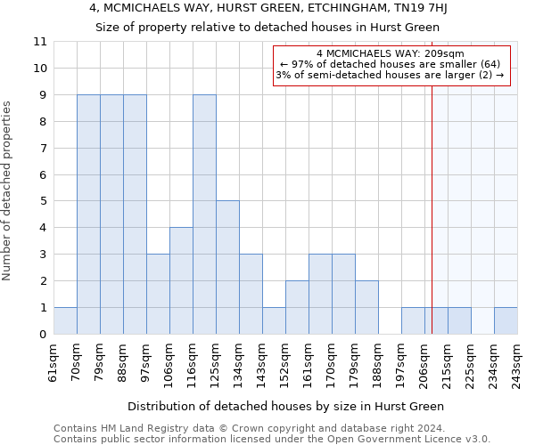 4, MCMICHAELS WAY, HURST GREEN, ETCHINGHAM, TN19 7HJ: Size of property relative to detached houses in Hurst Green