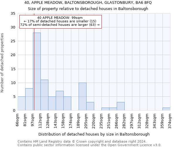 40, APPLE MEADOW, BALTONSBOROUGH, GLASTONBURY, BA6 8FQ: Size of property relative to detached houses in Baltonsborough