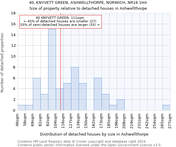 40, KNYVETT GREEN, ASHWELLTHORPE, NORWICH, NR16 1HA: Size of property relative to detached houses in Ashwellthorpe