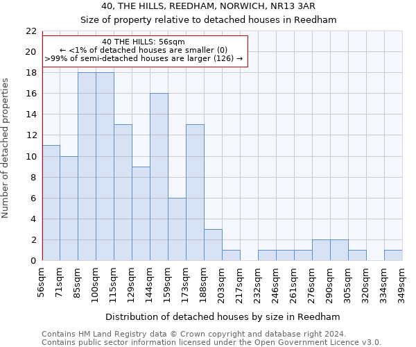 40, THE HILLS, REEDHAM, NORWICH, NR13 3AR: Size of property relative to detached houses in Reedham