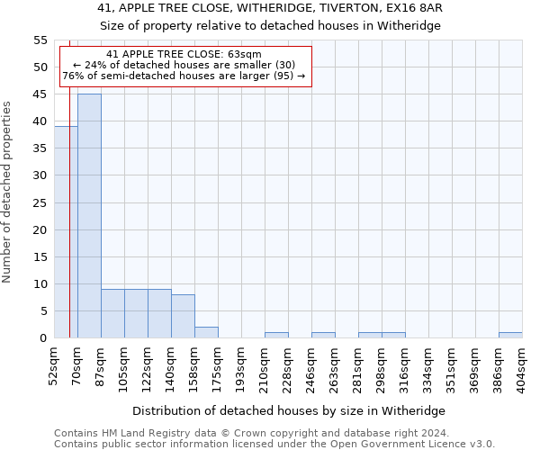 41, APPLE TREE CLOSE, WITHERIDGE, TIVERTON, EX16 8AR: Size of property relative to detached houses in Witheridge