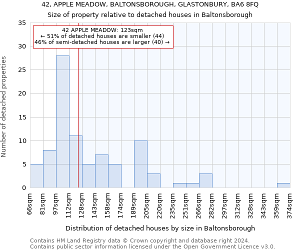 42, APPLE MEADOW, BALTONSBOROUGH, GLASTONBURY, BA6 8FQ: Size of property relative to detached houses in Baltonsborough