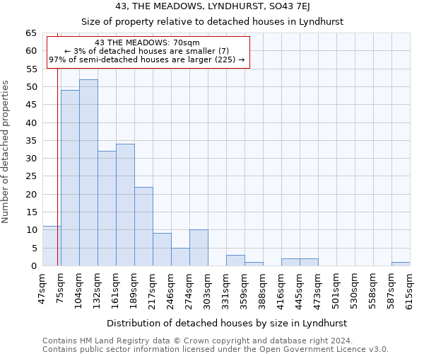 43, THE MEADOWS, LYNDHURST, SO43 7EJ: Size of property relative to detached houses in Lyndhurst