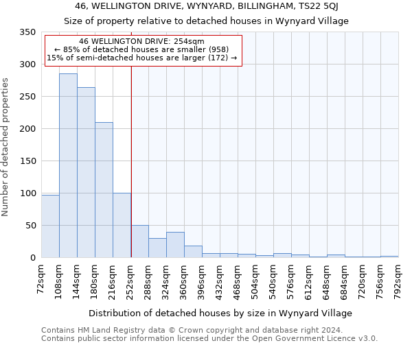 46, WELLINGTON DRIVE, WYNYARD, BILLINGHAM, TS22 5QJ: Size of property relative to detached houses in Wynyard Village