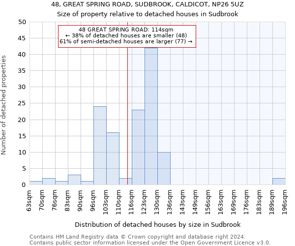 48, GREAT SPRING ROAD, SUDBROOK, CALDICOT, NP26 5UZ: Size of property relative to detached houses in Sudbrook