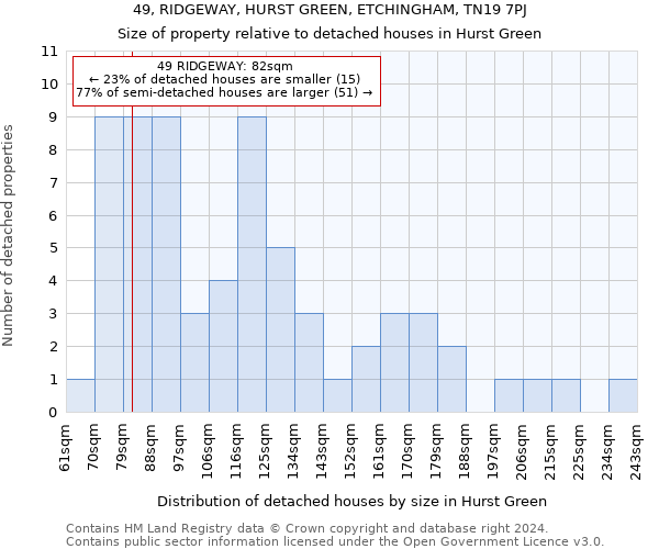 49, RIDGEWAY, HURST GREEN, ETCHINGHAM, TN19 7PJ: Size of property relative to detached houses in Hurst Green