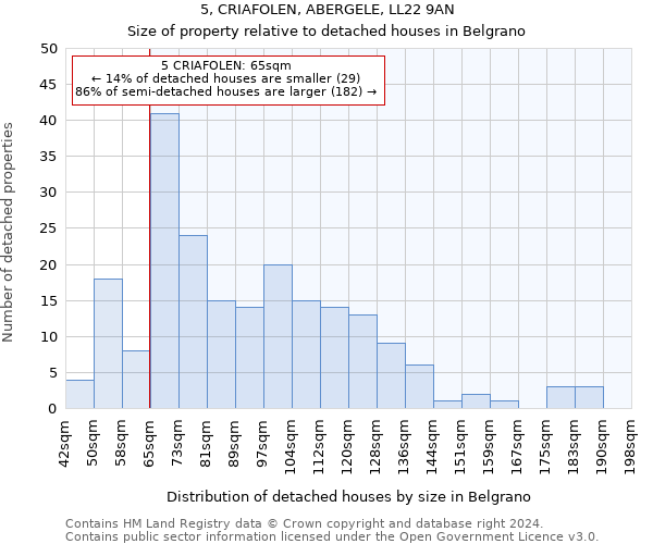 5, CRIAFOLEN, ABERGELE, LL22 9AN: Size of property relative to detached houses in Belgrano