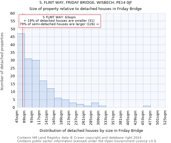 5, FLINT WAY, FRIDAY BRIDGE, WISBECH, PE14 0JF: Size of property relative to detached houses in Friday Bridge