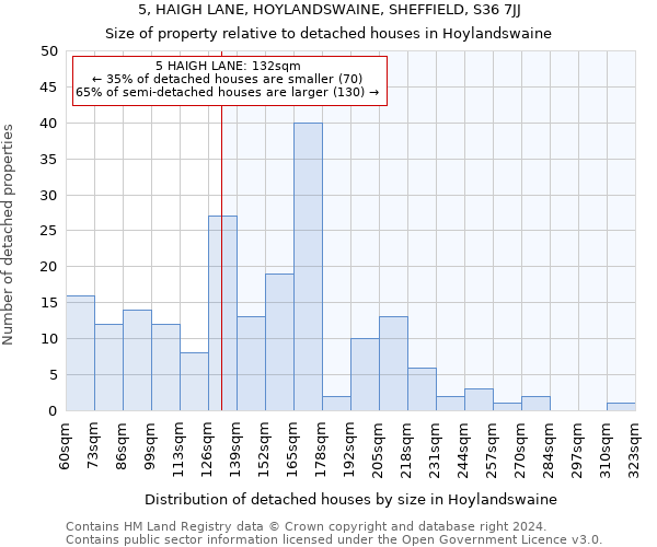 5, HAIGH LANE, HOYLANDSWAINE, SHEFFIELD, S36 7JJ: Size of property relative to detached houses in Hoylandswaine