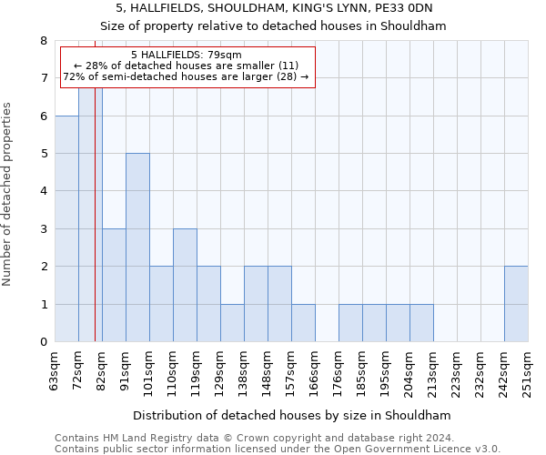 5, HALLFIELDS, SHOULDHAM, KING'S LYNN, PE33 0DN: Size of property relative to detached houses in Shouldham