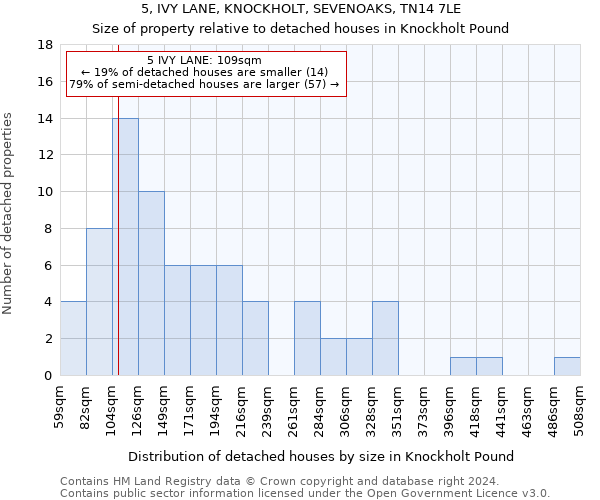 5, IVY LANE, KNOCKHOLT, SEVENOAKS, TN14 7LE: Size of property relative to detached houses in Knockholt Pound