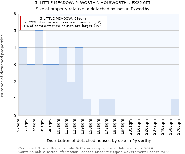 5, LITTLE MEADOW, PYWORTHY, HOLSWORTHY, EX22 6TT: Size of property relative to detached houses in Pyworthy