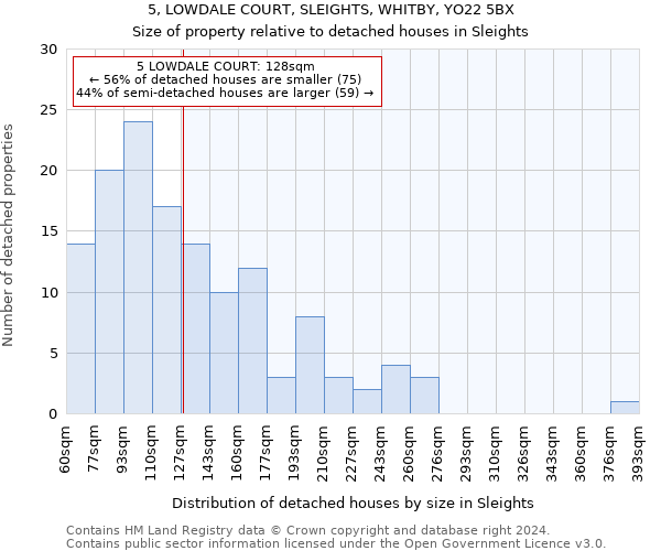 5, LOWDALE COURT, SLEIGHTS, WHITBY, YO22 5BX: Size of property relative to detached houses in Sleights