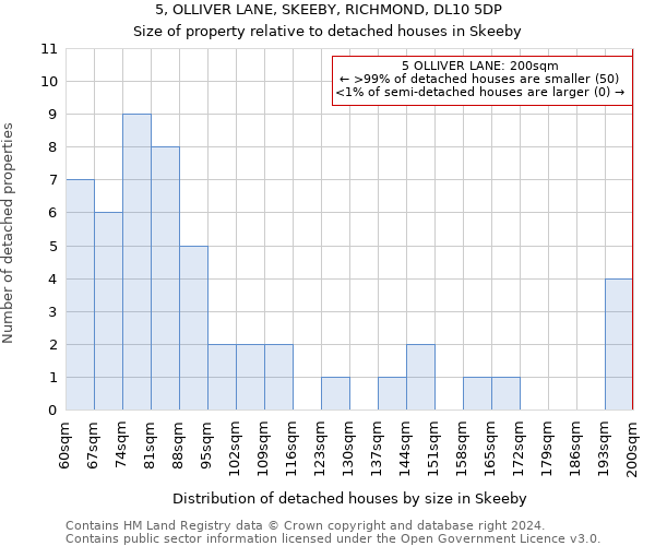 5, OLLIVER LANE, SKEEBY, RICHMOND, DL10 5DP: Size of property relative to detached houses in Skeeby