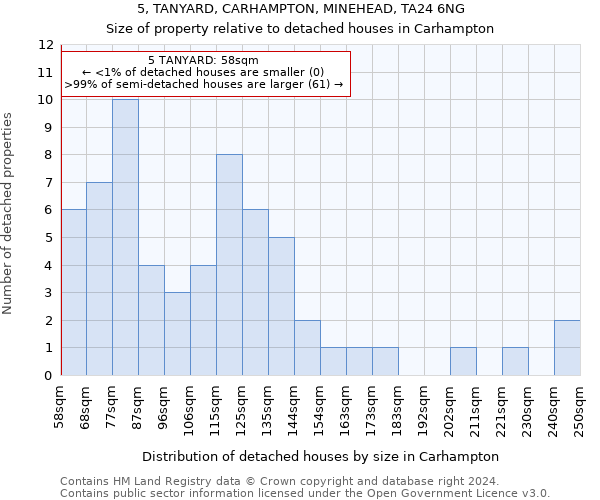 5, TANYARD, CARHAMPTON, MINEHEAD, TA24 6NG: Size of property relative to detached houses in Carhampton