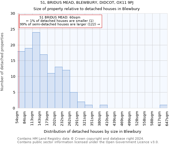 51, BRIDUS MEAD, BLEWBURY, DIDCOT, OX11 9PJ: Size of property relative to detached houses in Blewbury