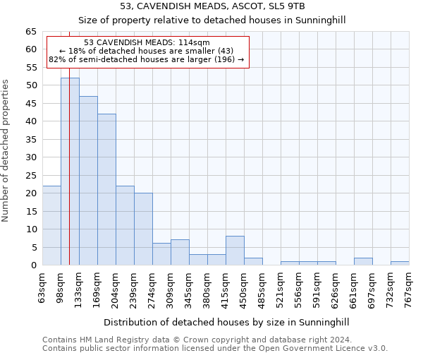 53, CAVENDISH MEADS, ASCOT, SL5 9TB: Size of property relative to detached houses in Sunninghill